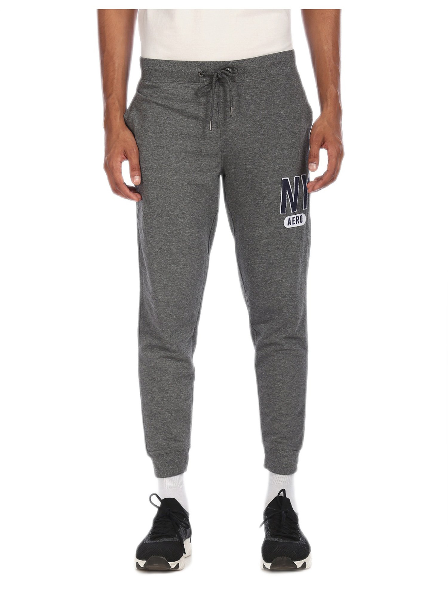 Aeropostale Dark Grey Drawstring Waist Heathered Joggers