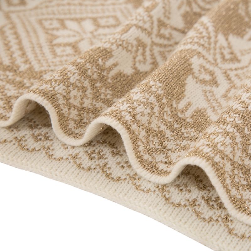 50" x 60" Knitted Acrylic Throw Blanket with Tassels Beige - Glitzhome