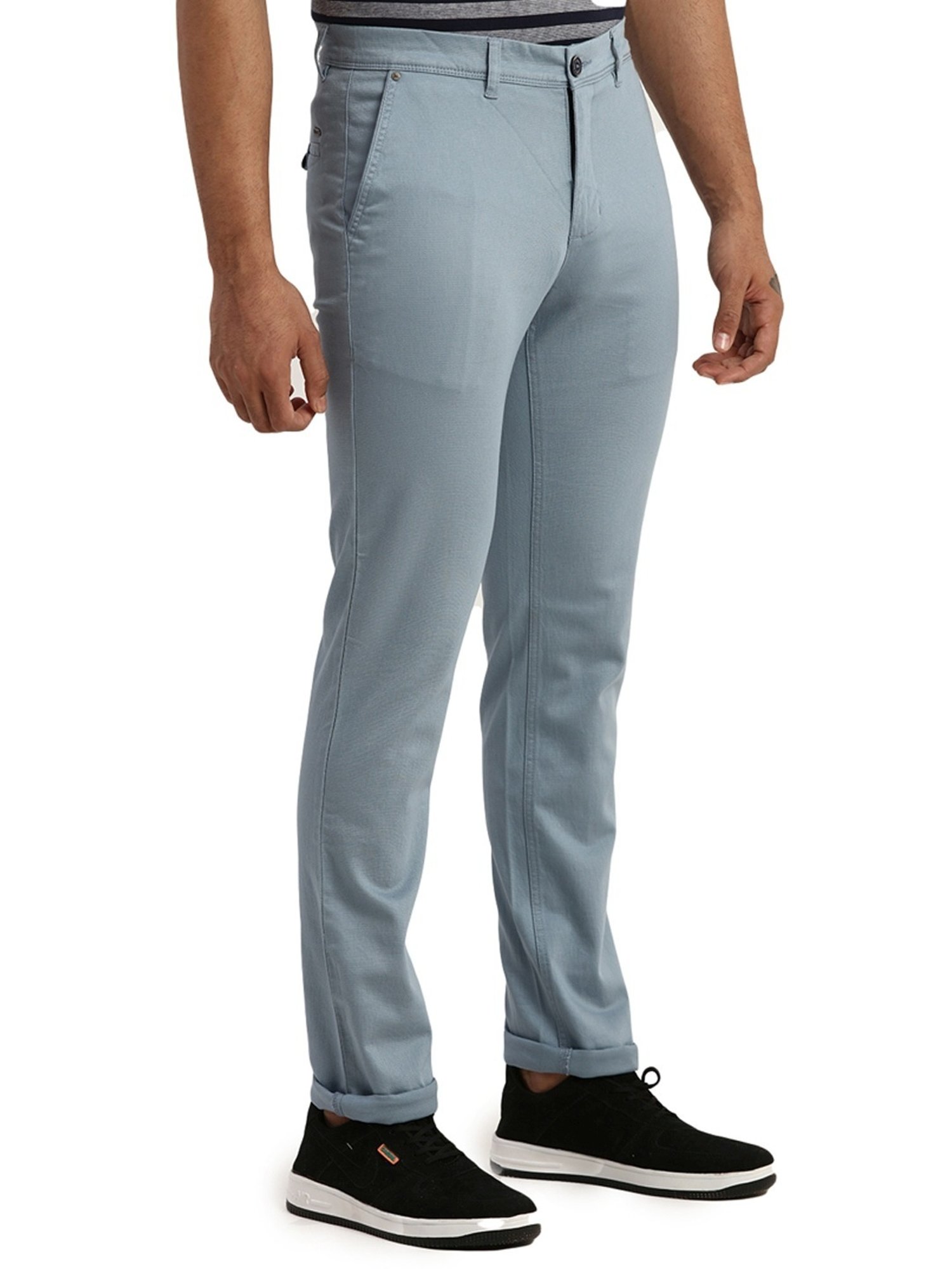 Parx Medium Blue Tapered Fit Trousers
