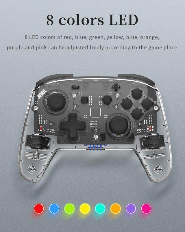 Wireless Switch Controller for Switch, Remote Pro Controller for Switch, Adjustable Turbo Vibration Motion Gyro Ergonomic, Transparent