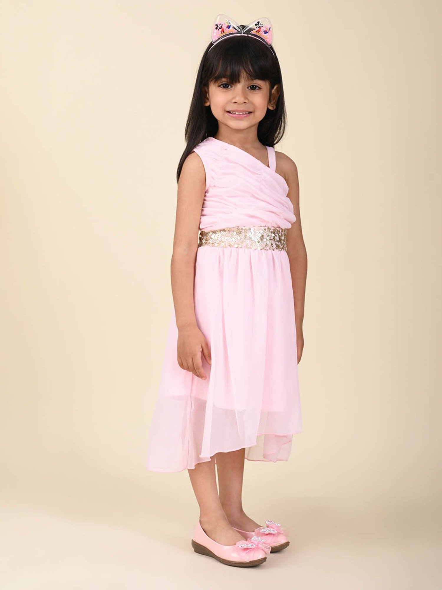 Peppermint Kids Black & White Printed Full Sleeves Dress