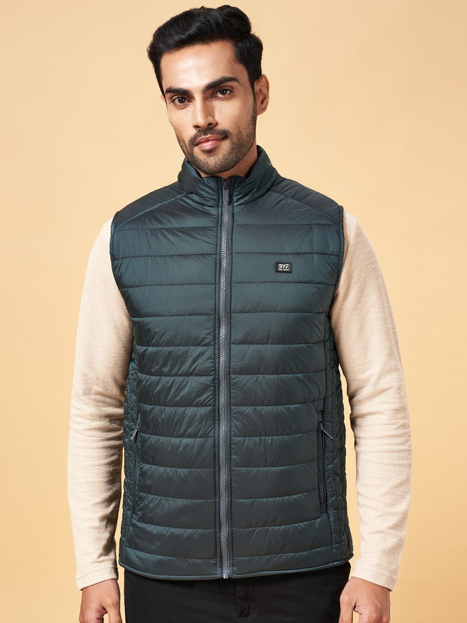 Byford by Pantaloons Green Regular Fit Quilted Jacket