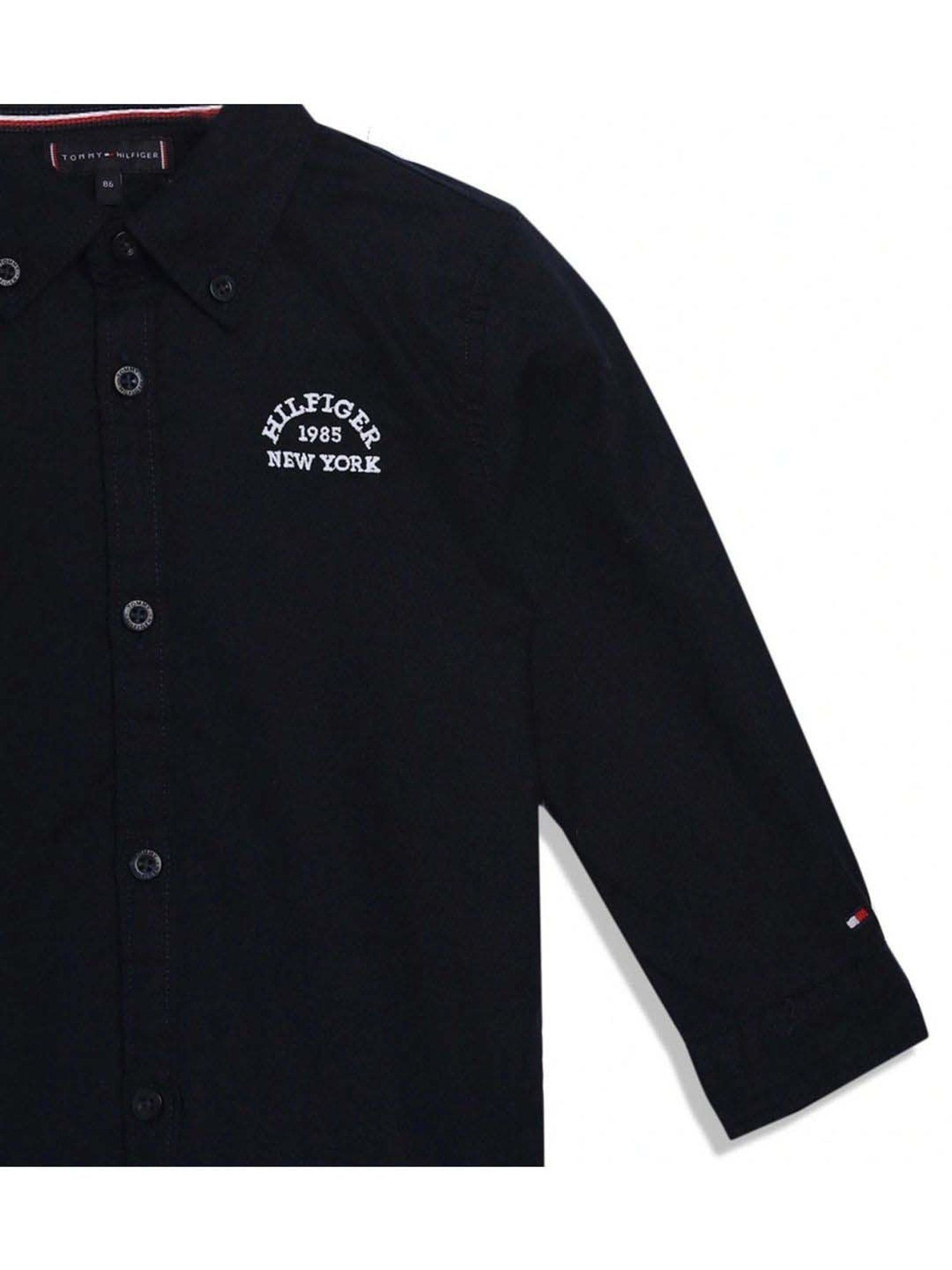 Tommy Hilfiger Boys Blue Solid Regular Shirt