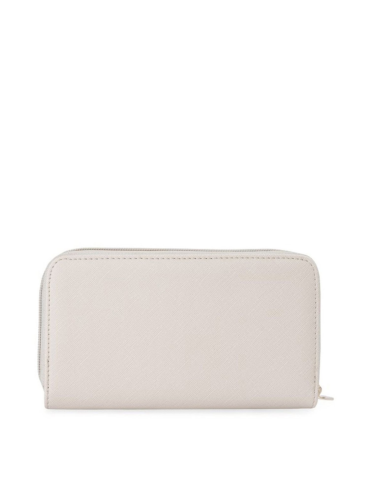 Sugarush Esther Beige PU Solid Zip Around Wallet