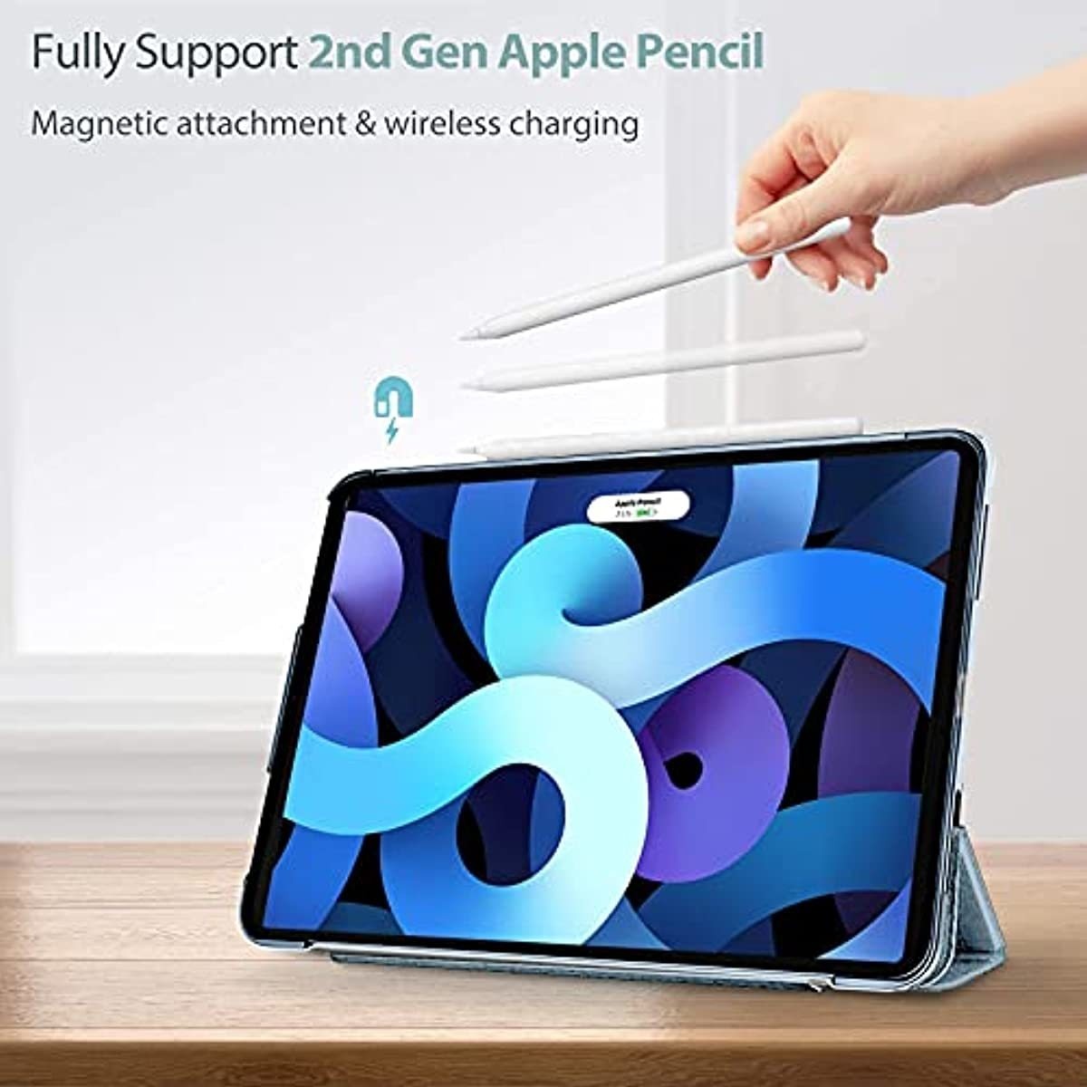 ProCase iPad Air 4 Case 10.9 Inch 2020 iPad Air 4th Generation Case A2316 A2324 A2325 A2072 Bundle with Slim Wired Keyboard for Type-C Port iPad/Android Tablets and Phones