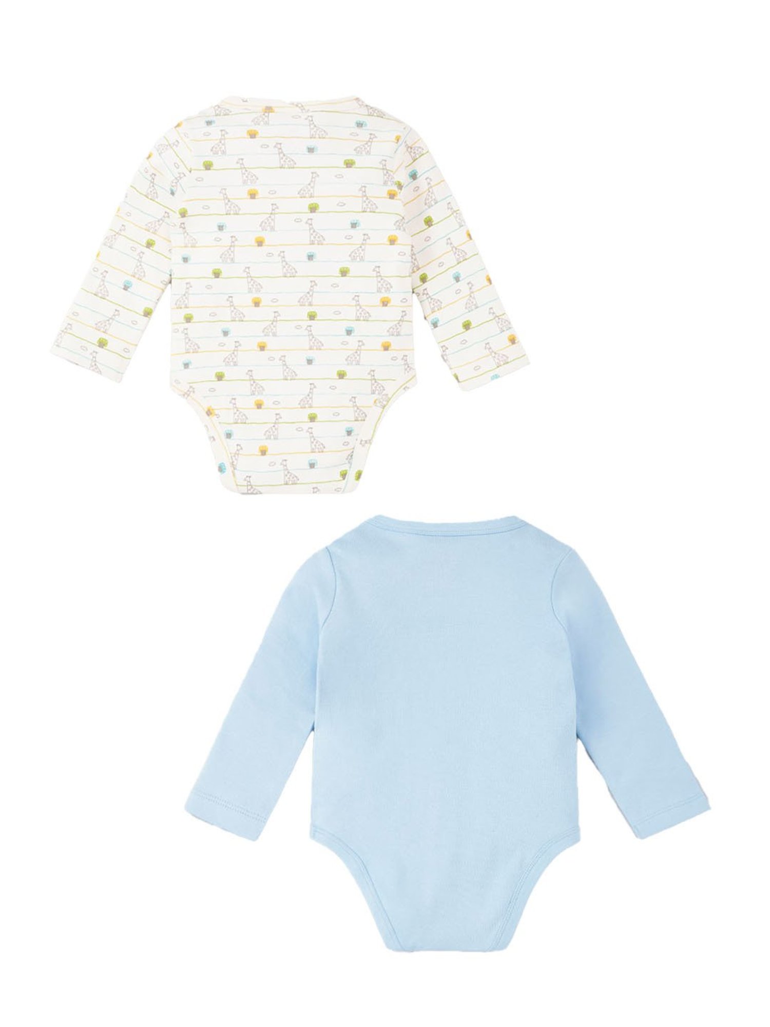 Ed-a-Mamma Baby White with Blue Printed Bodysuit (Pack Of 2)