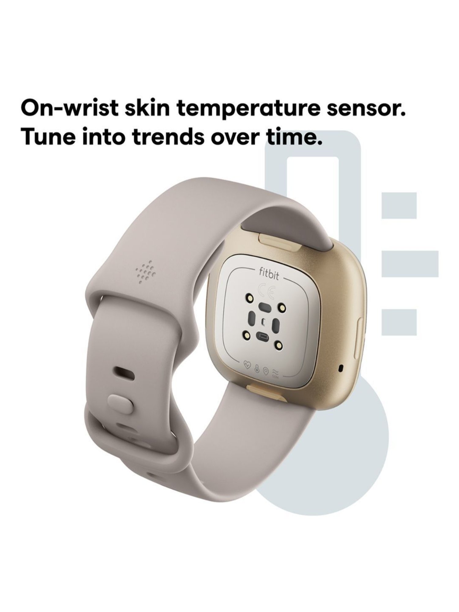 FITBIT FB512GLWT Sense Smart Watch for Unisex (Beige)