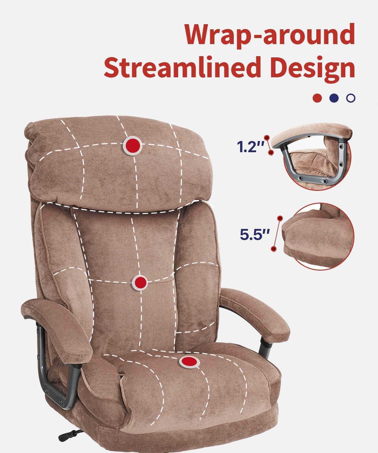 COLAMY Ergonomic Big and Tall Executive Office Chair with Upholstered Swivel 400lbs High Capacity Adjustable Height Thick Padding Headrest and Armrest for Home Office Black