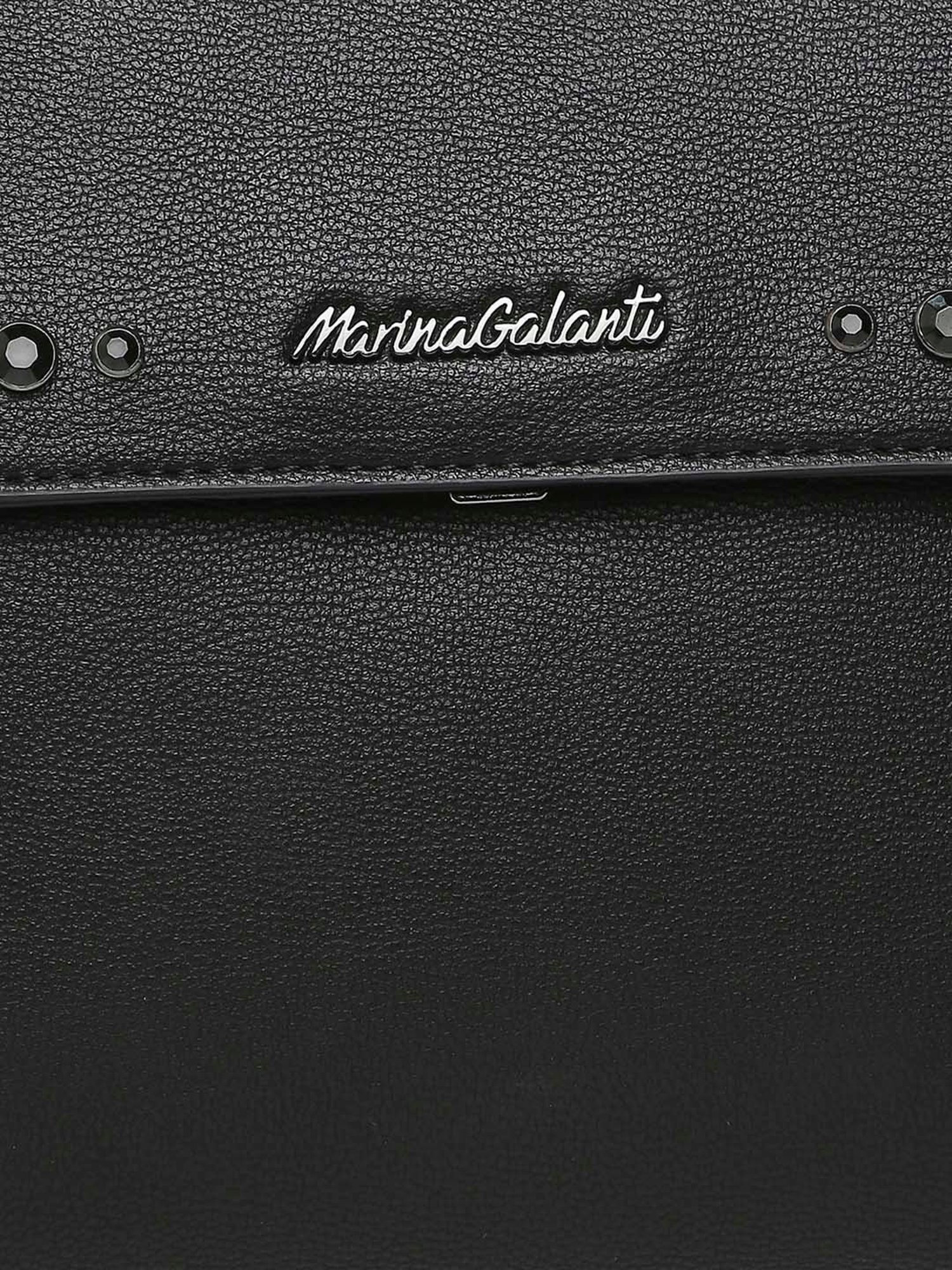 Marina Galanti Black Embellished Medium Satchel Handbag