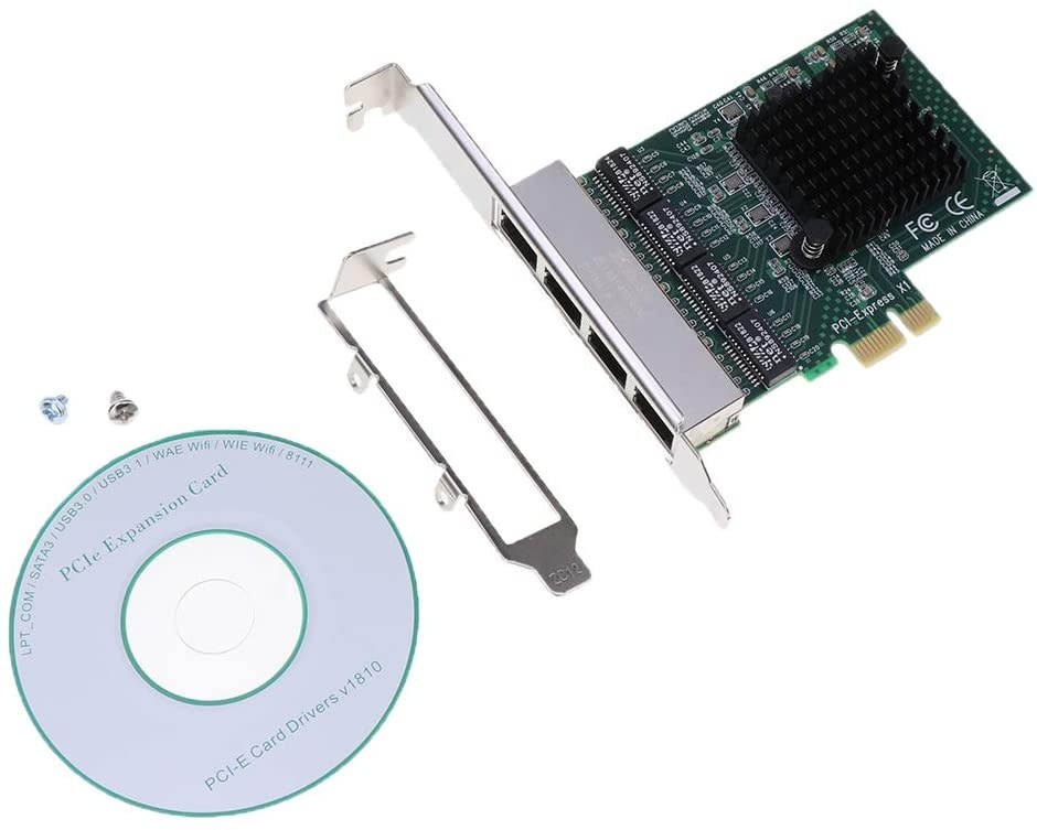 MagiDeal 4 Port Gigabit Ethernet PCIe Server Adapter PCI-e Network Card 10 100 1000M