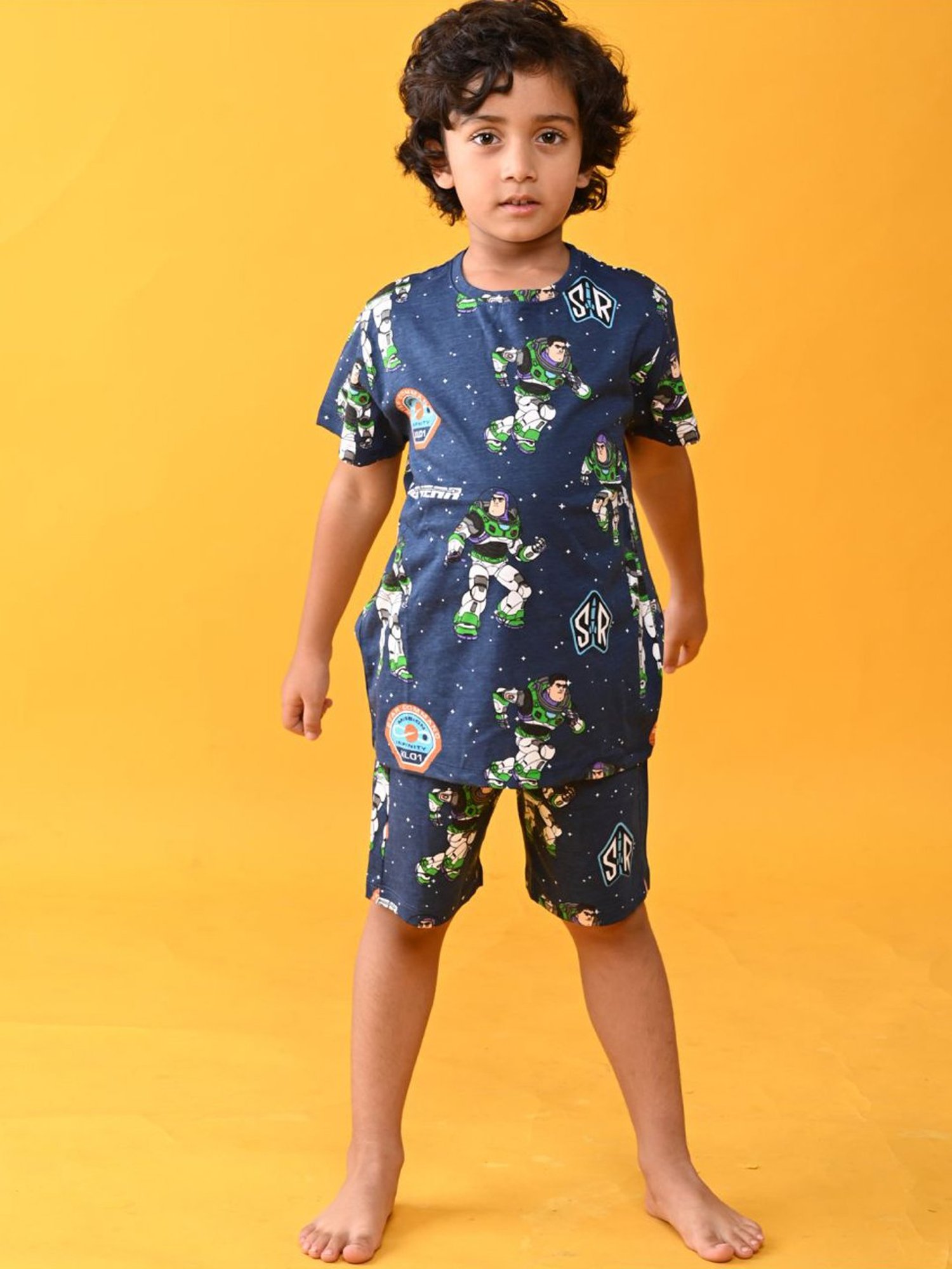 Anthrilo Kids Blue Cotton Printed T-Shirt & Short