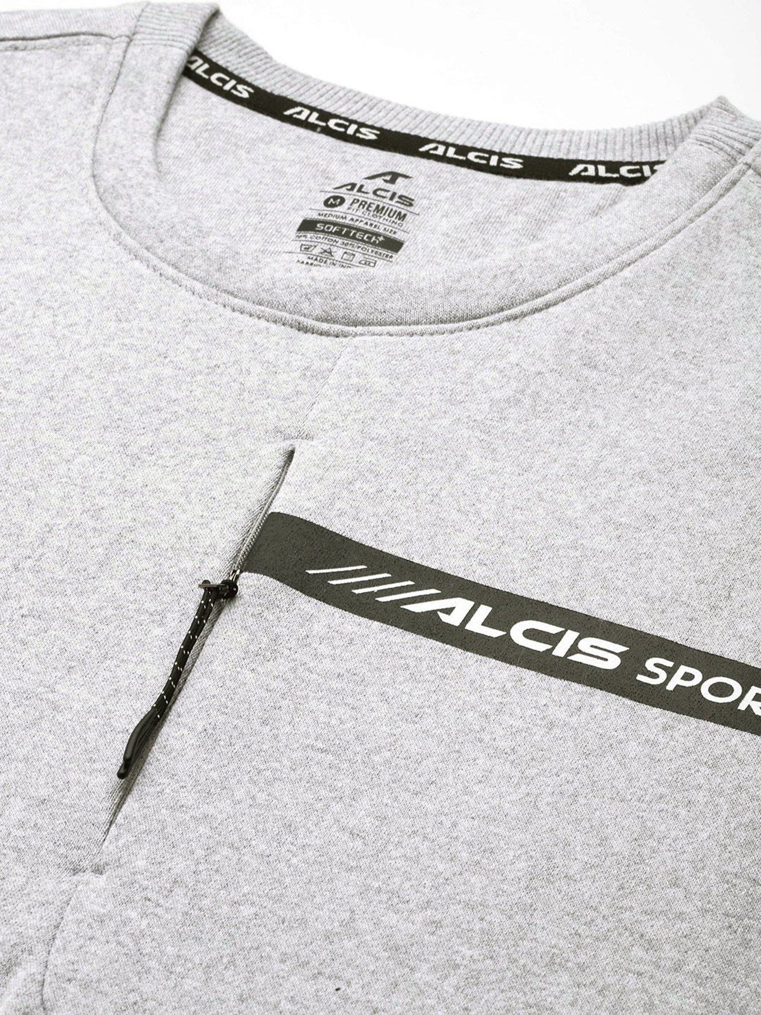 ALCIS Light Grey Regular Fit Printed Sweatshirt