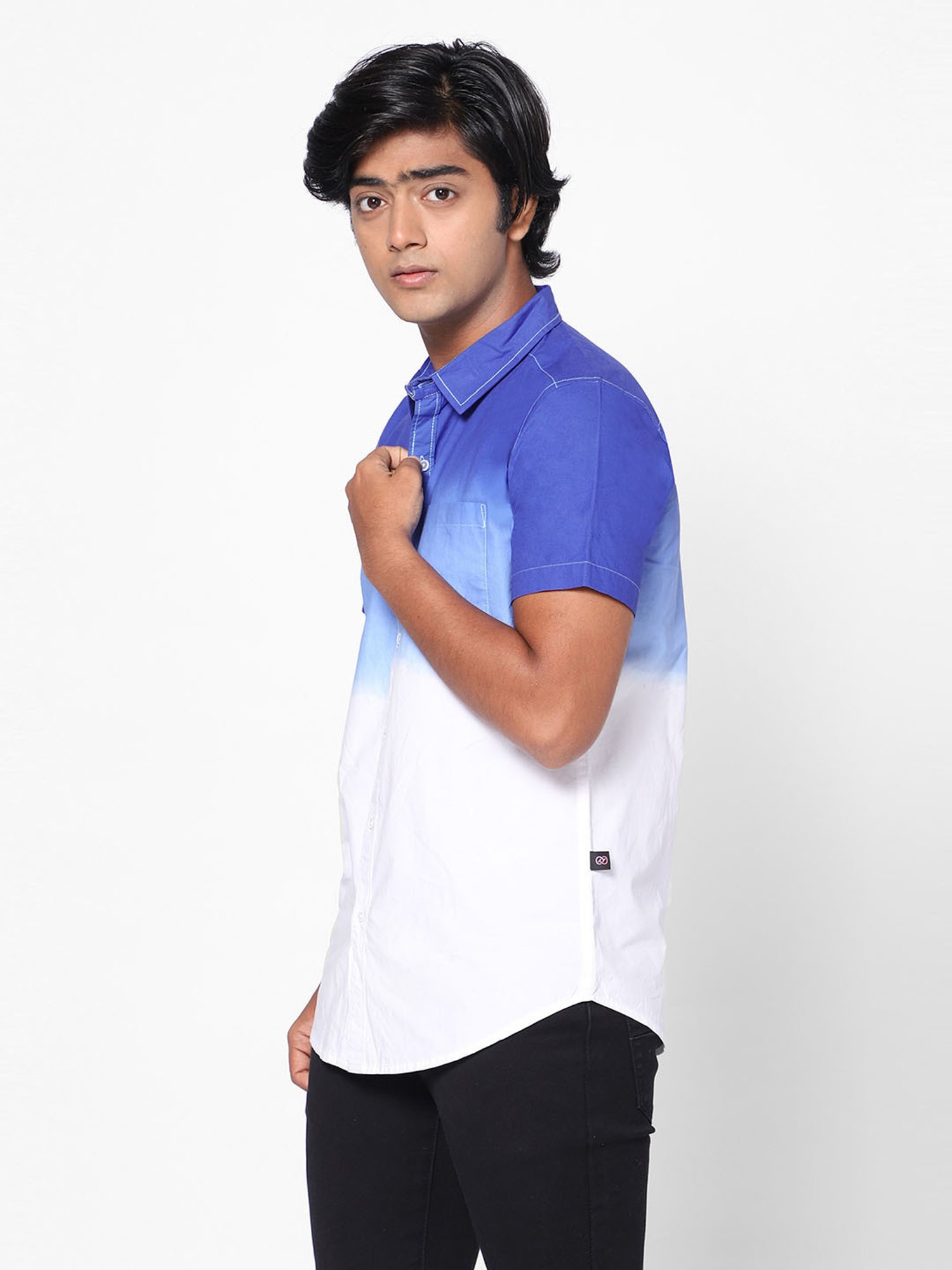 TeenTrums Boys White & Blue Tie & Dye Shirt