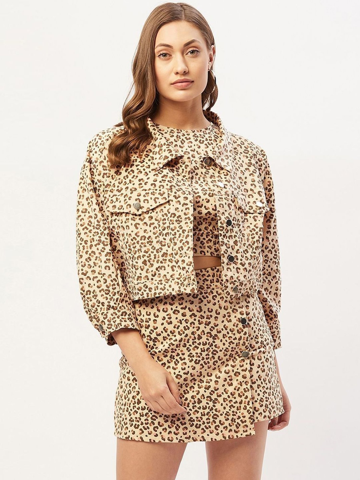 Anvi Be Yourself Beige & Brown Printed Pencil Skirt