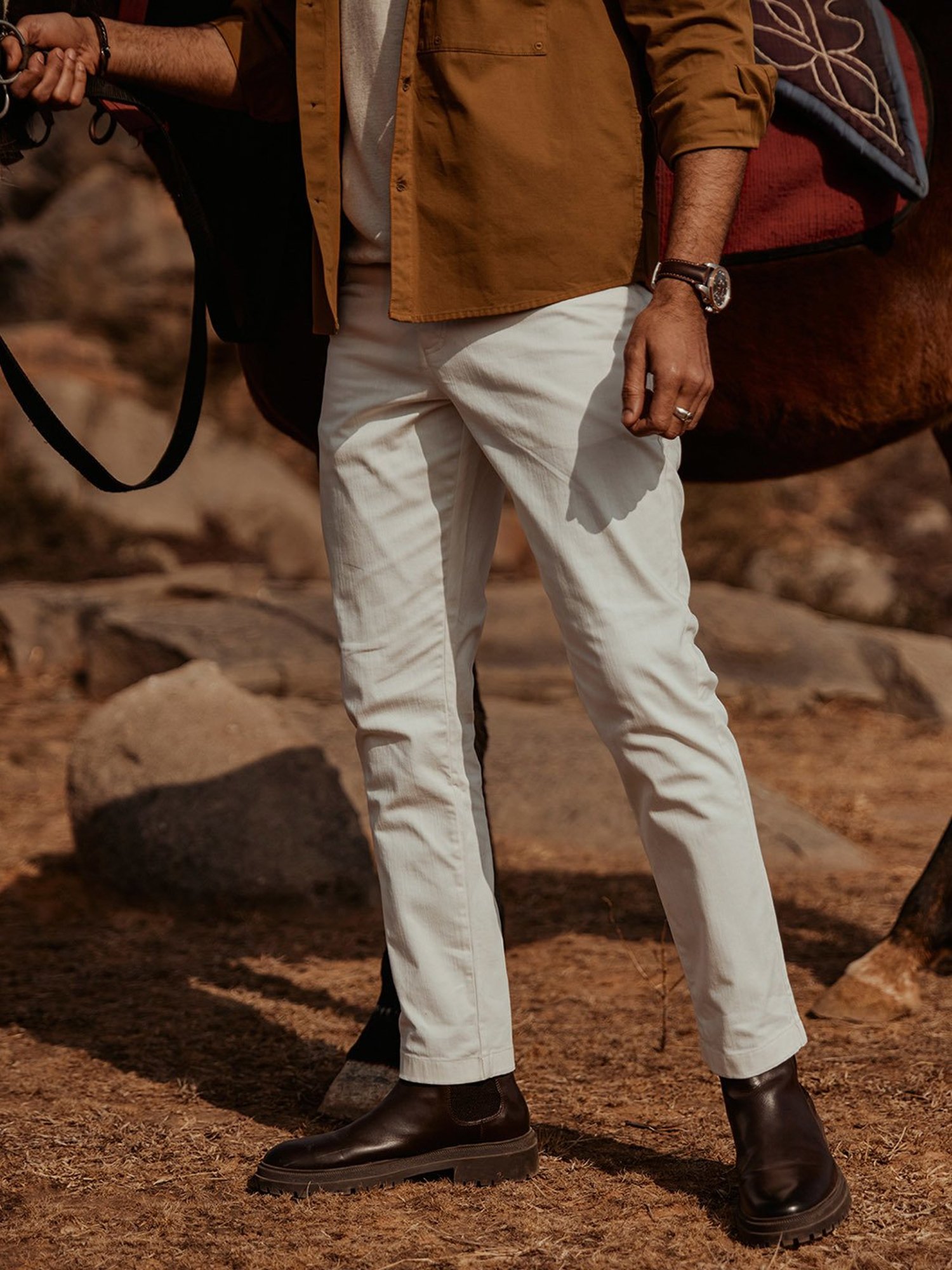 WES Casuals by Westside Olive Relaxed-Fit Mid-Rise Cotton Blend Joggers