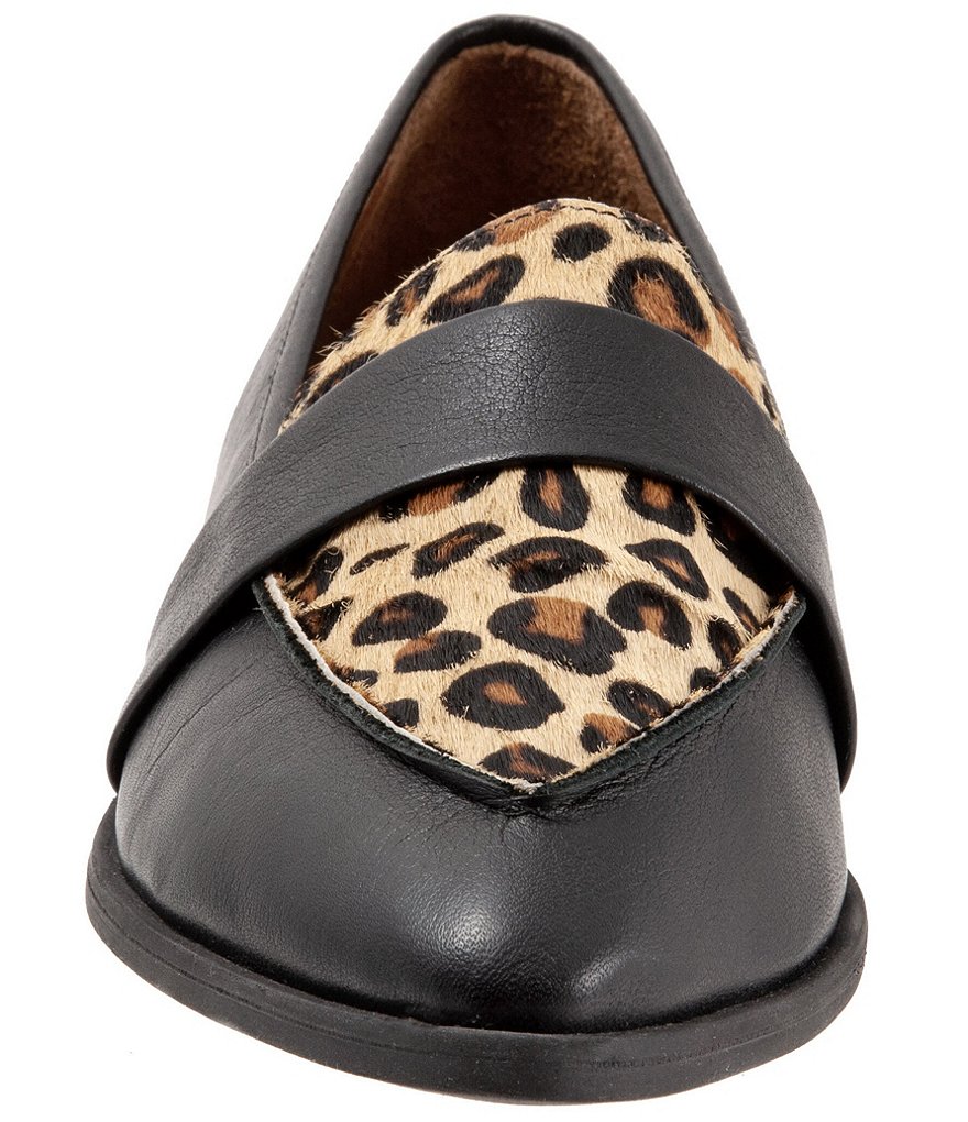 Bueno Barnes Leather Leopard Print Calf Hair Loafers
