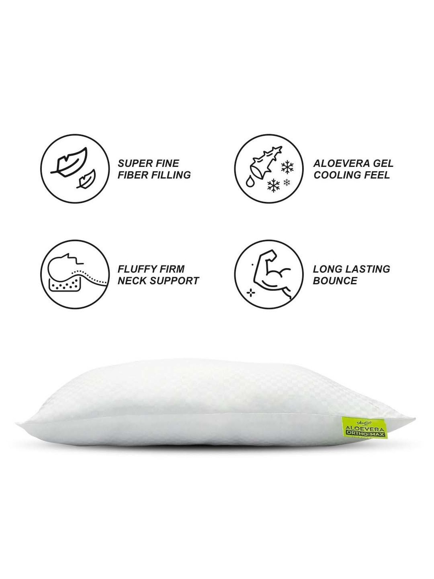 The White Willow Black Orthopaedic Mid Backrest Memory Foam Pillow - Set of 1