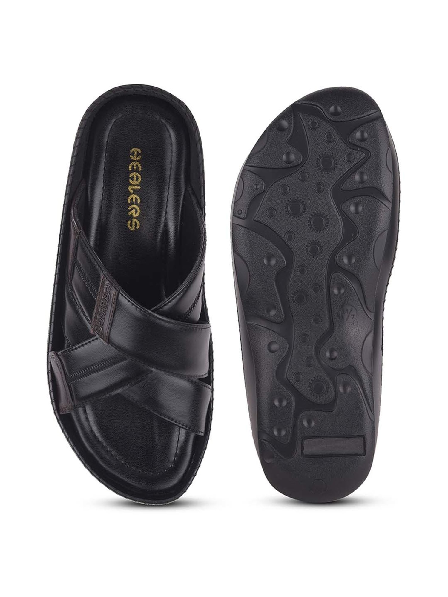 Healers by Liberty Men's Black Cross Strap Sandals