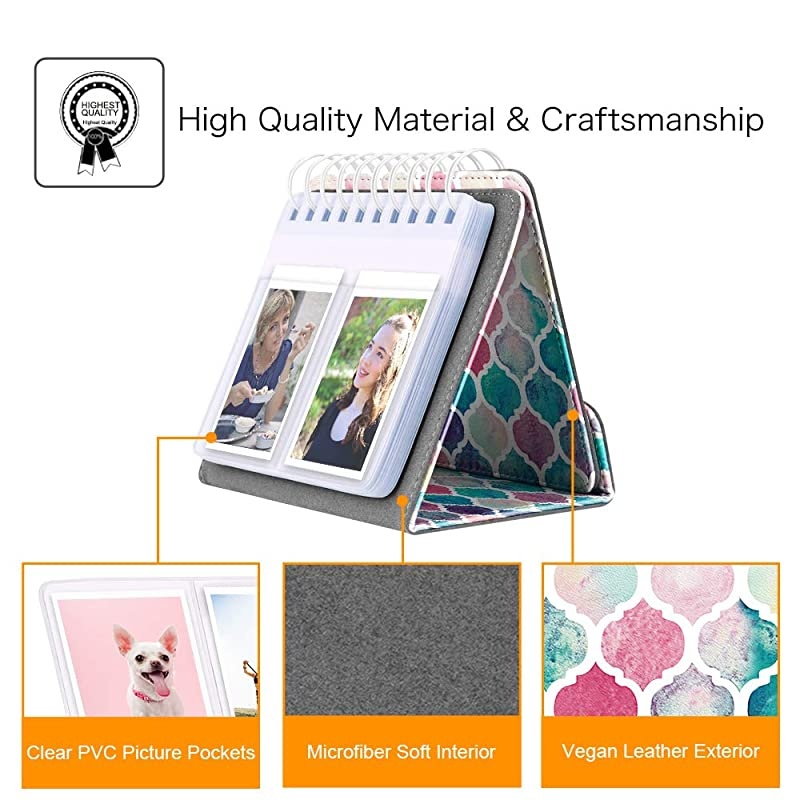 Calendar Photo Album for 3-Inch Film - 64 Pockets Album for Fujifilm Instax Mini 11/Mini 9/Mini Link Printer/Mini LiPlay, Canon Ivy CLIQ, Polaroid, Kodak Instant Print Camera, Moroccan Love