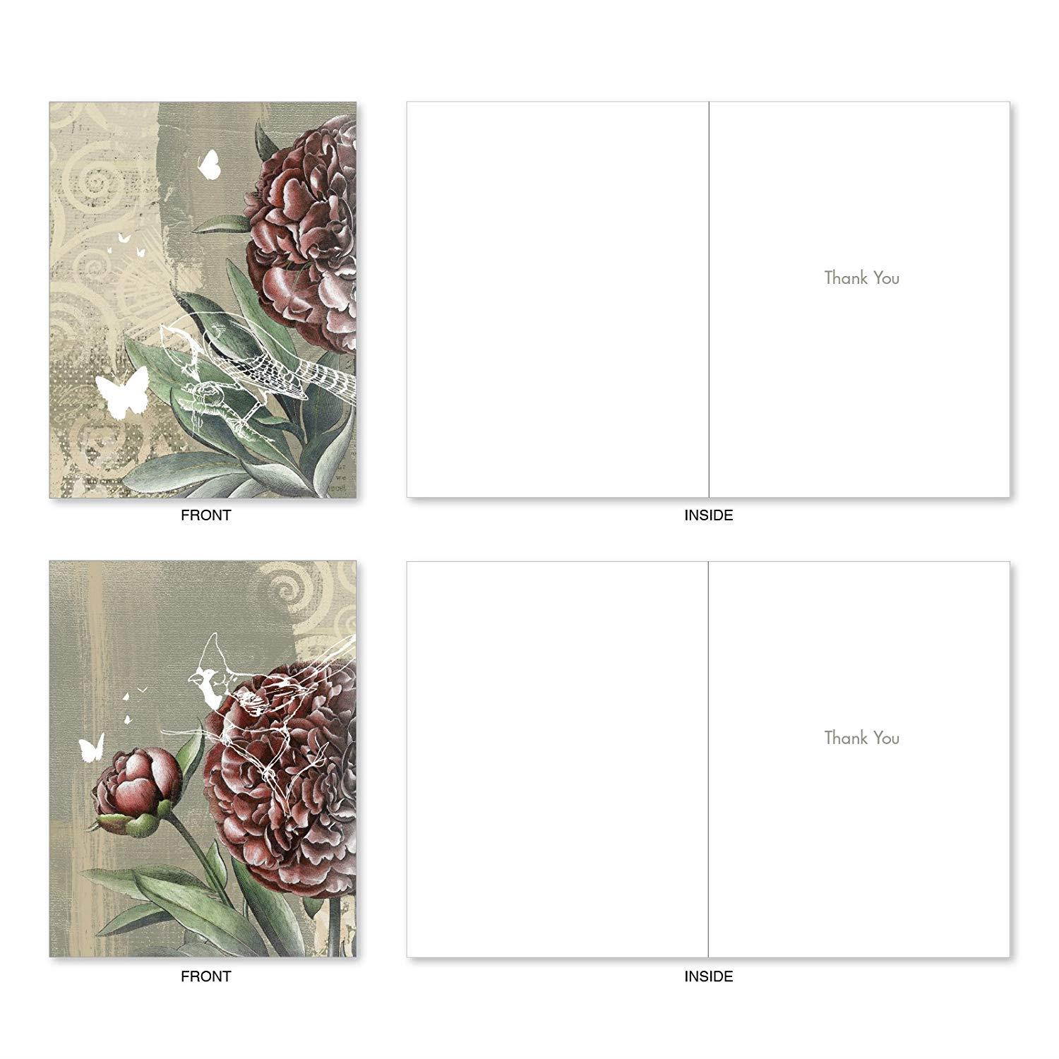 M2986TYG Floral Collages: 10 Assorted Thank You Note Cards Featuring Floral and Botanical Print Collages, w/White Envelopes.
