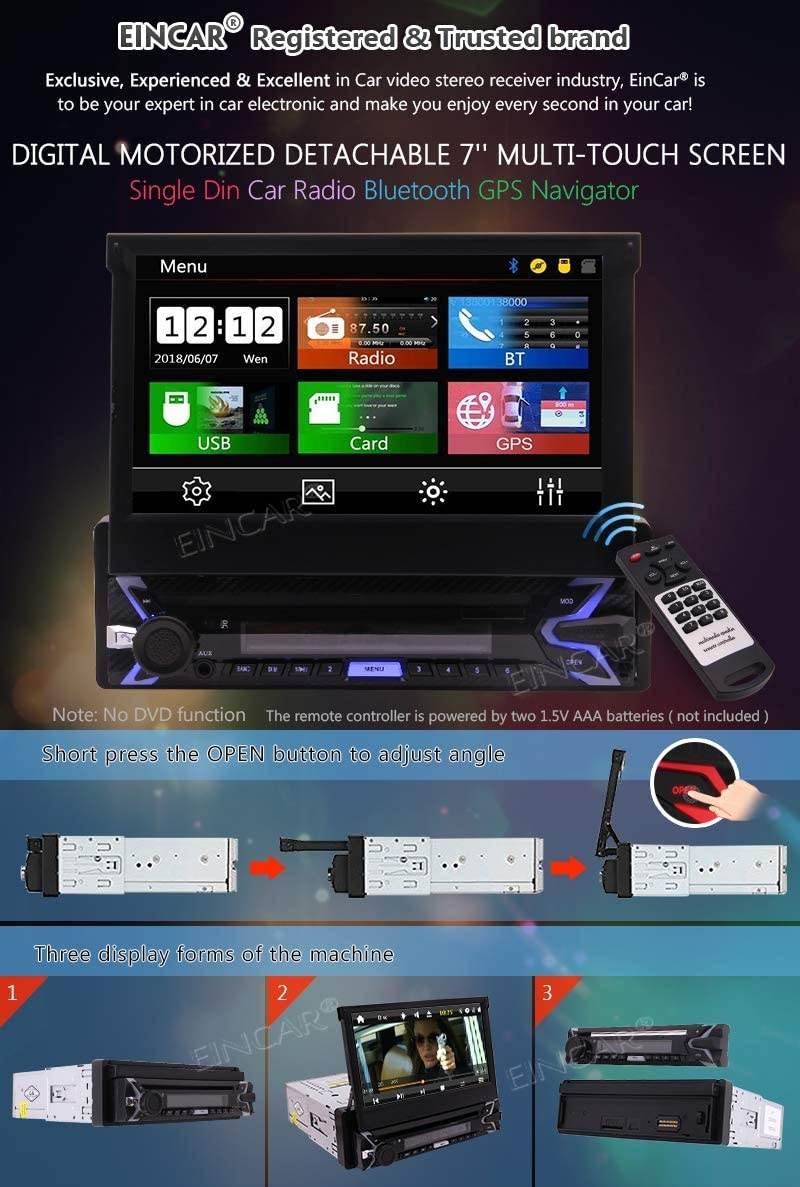 7 Inch Single DIn 1DIN Capacitive Touch Screen Anti-Theft Detachable Front Panel No-DVD Car Stereo with GPS Navigation Bluetooth AM/FM Radio Steering Wheel Control USB TF SD Card Free 8GB GPS Map C