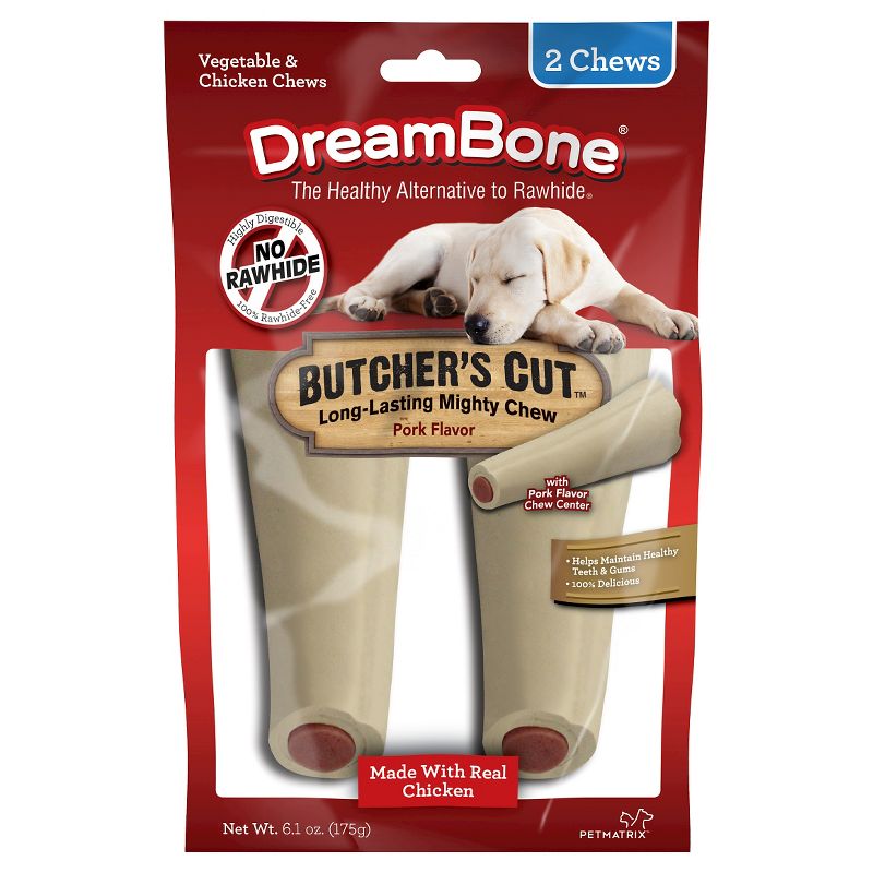 DreamBone Butcher's Cut Long Loasting Mighty Chew Pork Flavor Chews Dog Treats - 2ct