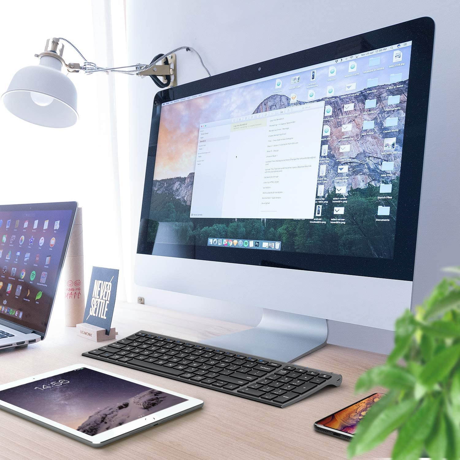 iClever BK10 Bluetooth Keyboard, Multi Device Keyboard Rechargeable Bluetooth 5.1 with Number Pad Ergonomic Design Full Size Stable Connection Keyboard for iPad, iPhone, Mac, iOS, Android, Windows