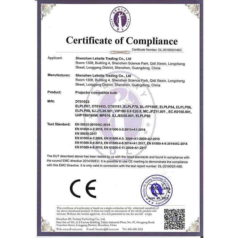 Replacement Projector Lamp Bulb ELPLP88V13H010L88 for Epson PowerLite Home Cinema EBS04 EX7240 Pro EX9200 Pro VS240 VS340 VS345 EX3240 EX5240 EX5250 Pro 2040 2045 1040 640 740H