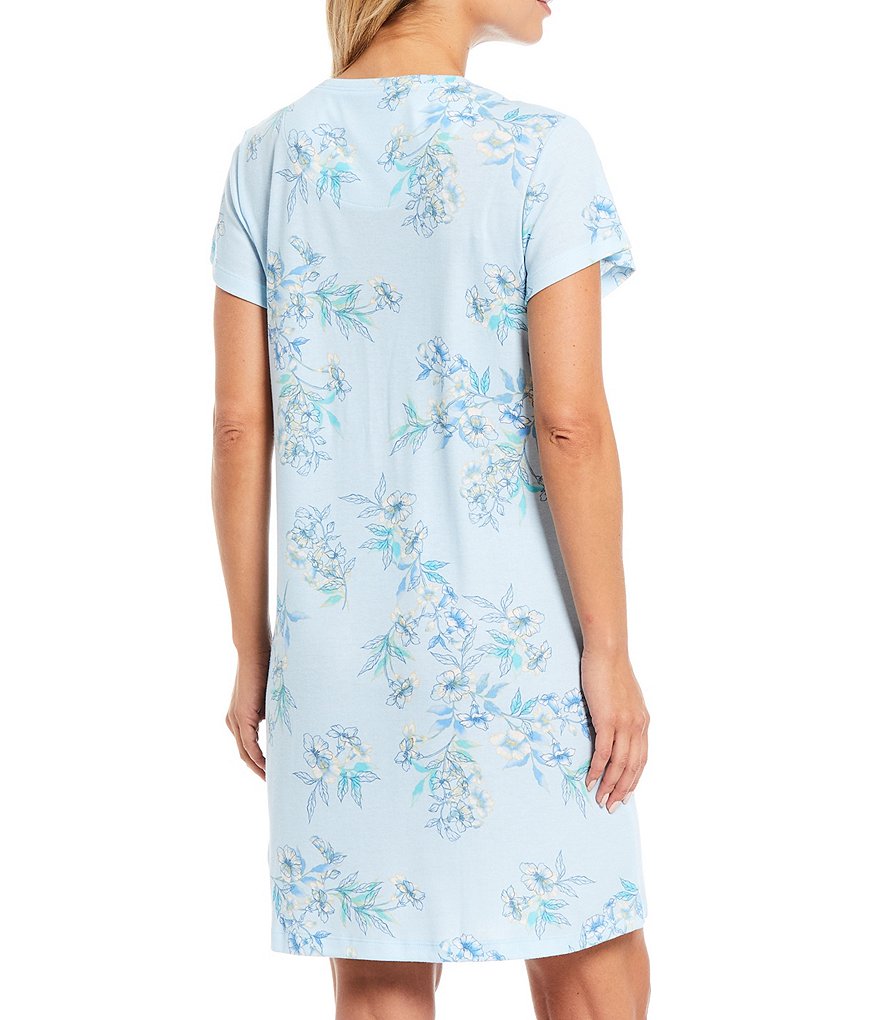Miss Elaine Floral Print Knit Short Nightgown