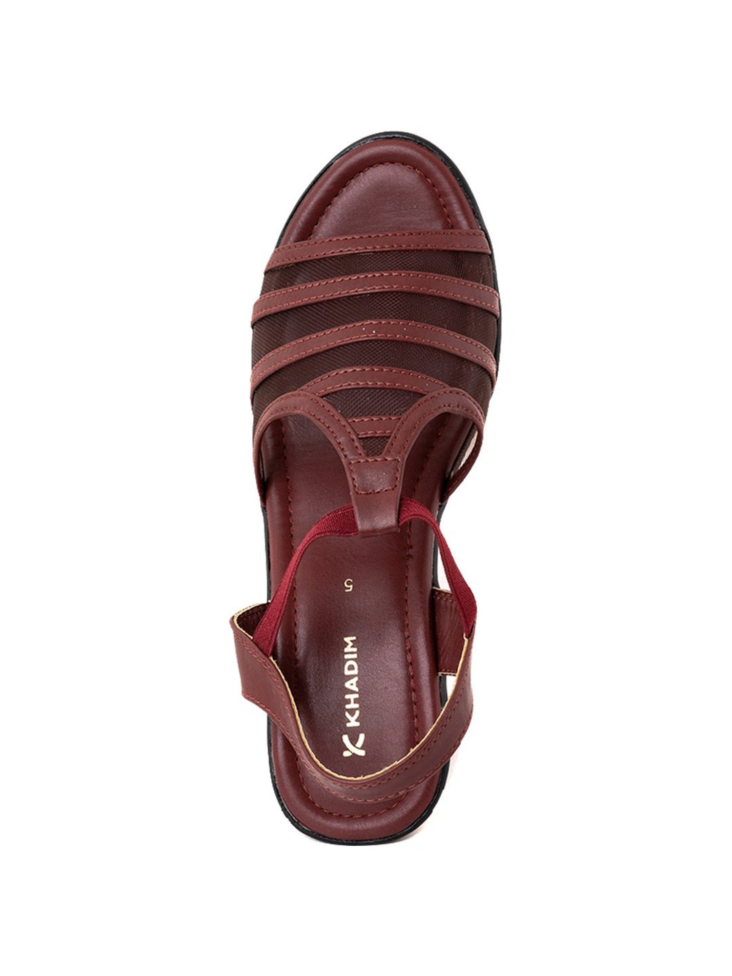 Khadim Women's Maroon Ankle Strap Sandals
