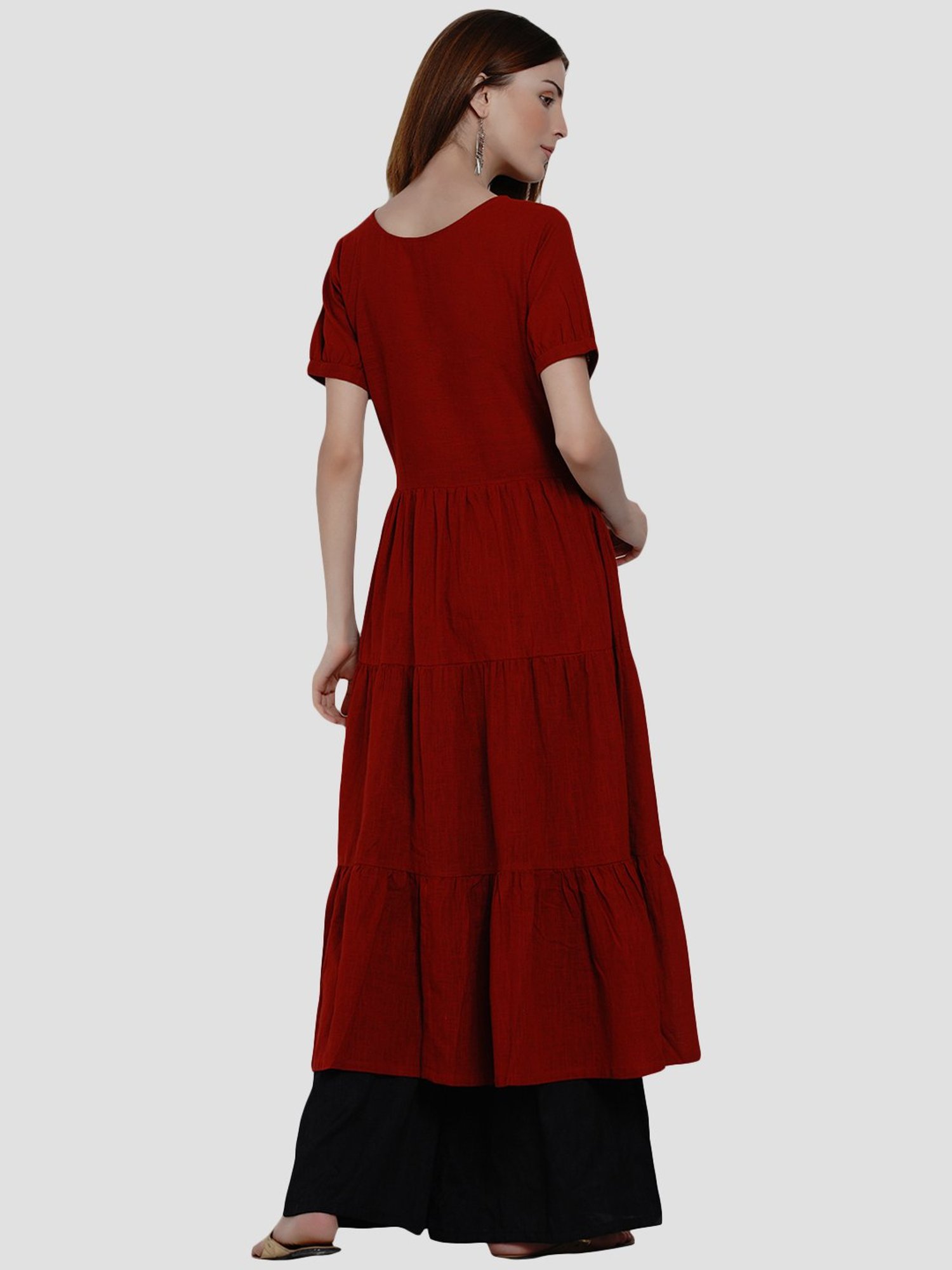 Fusion Beats Light Grey Embroidered A Line Kurta