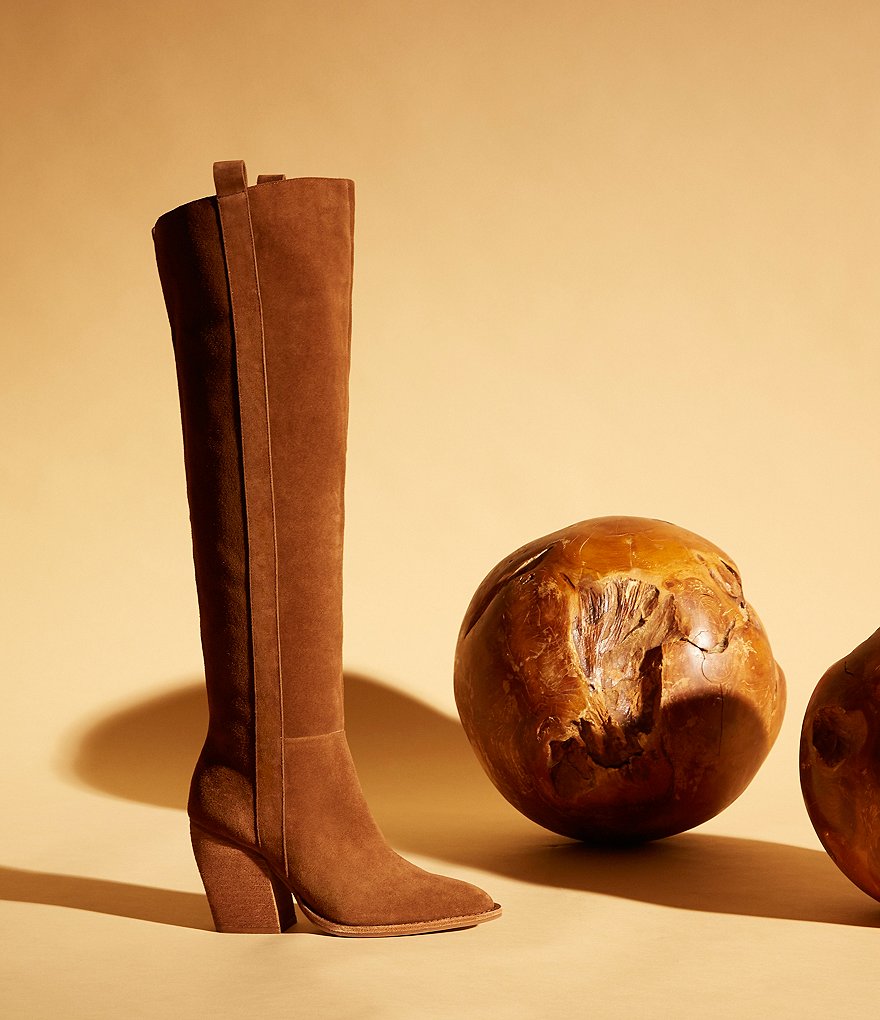 Gianni Bini Bhannks Suede Over-the-Knee Stack Heel Boots