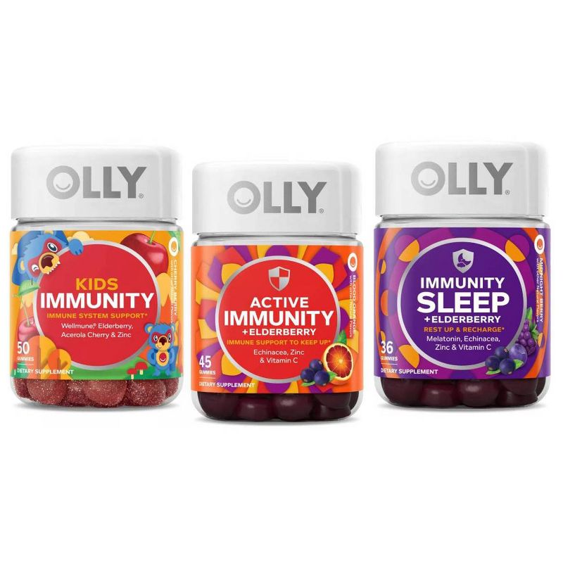 Olly Kids Immunity, Active Immunity and Immunity Sleep Gummy Vitamin Bundle