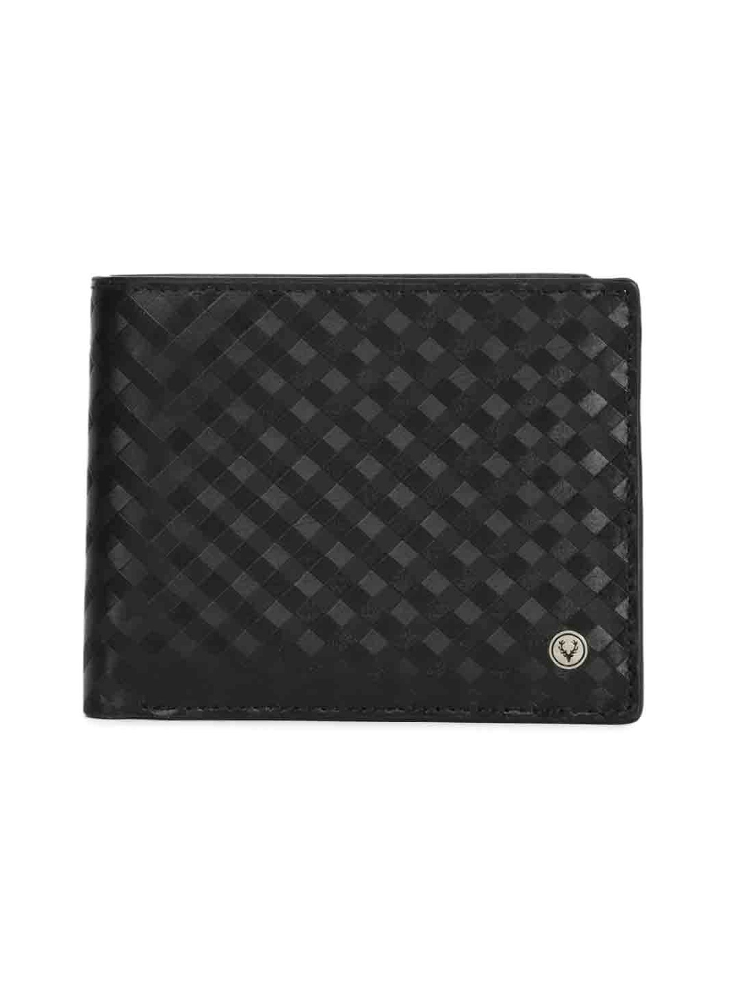 Allen Solly Black Geometric Leather Bi-Fold Wallet for Men