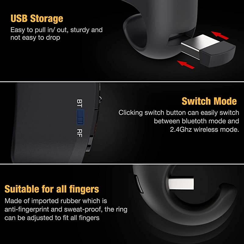 Presentation Clicker,  Powerpoint Clicker for Presentation, BT Wireless Clicker for Powerpoint Presentation, Finger Ring Wireless Presenter Remote, RF 2.4 GHz Slide Advancer