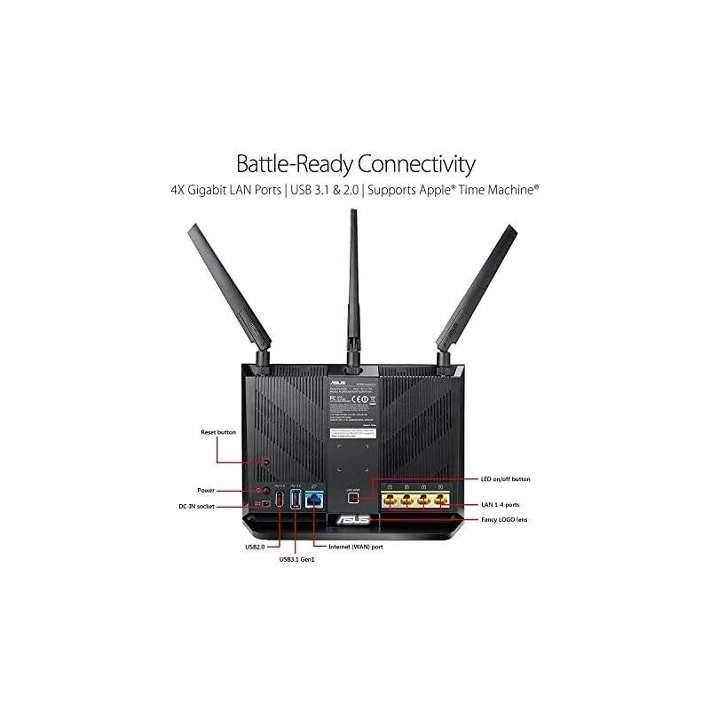 AC2900 WiFi Gaming Router (RT-AC86U) - Dual Band Gigabit Wireless Internet Router, WTFast Game Accelerator, Streaming, AiMesh Compatible, Included Lifetime Internet Security, Adaptive QoS