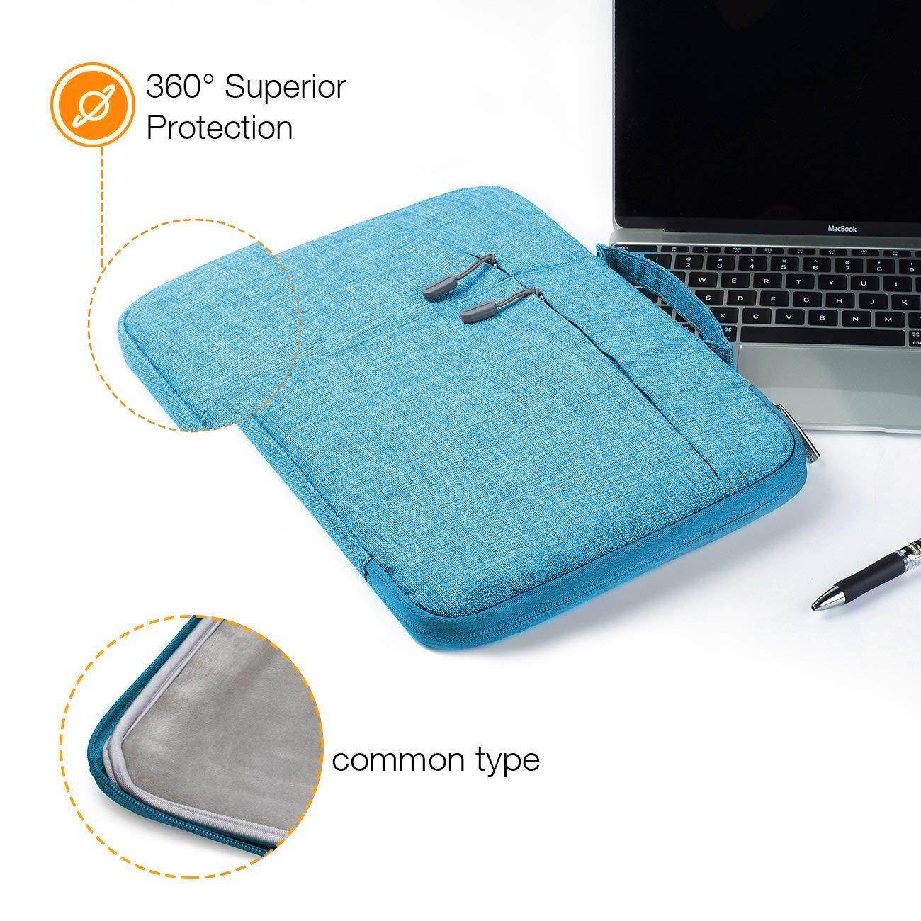 Megoo 13 Inch Sleeve Case for Microsoft Surface Laptop/Book 2 13.5"/iPad pro 12.9"/13.3" MacBook Air/MacBook Pro,13" Chromebook Tablet Laptop Slim Water Resistant Carrying Case with Handle (Blue)