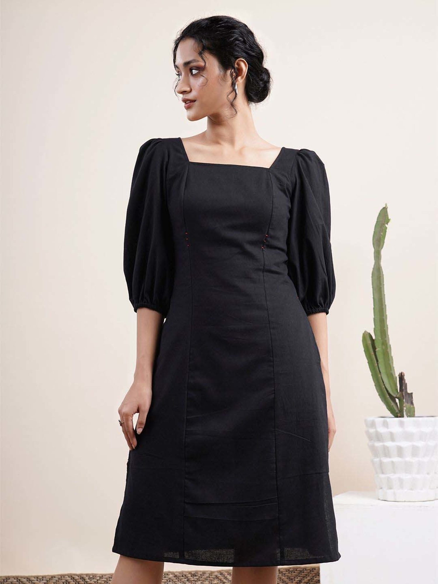 Abhishti Black A-Line Dress