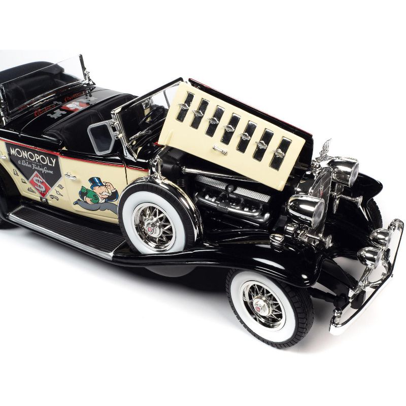 1932 Cadillac V16 Sport Phaeton Convertible and Mr. Monopoly Resin Figurine 1/18 Diecast Model Car by Autoworld