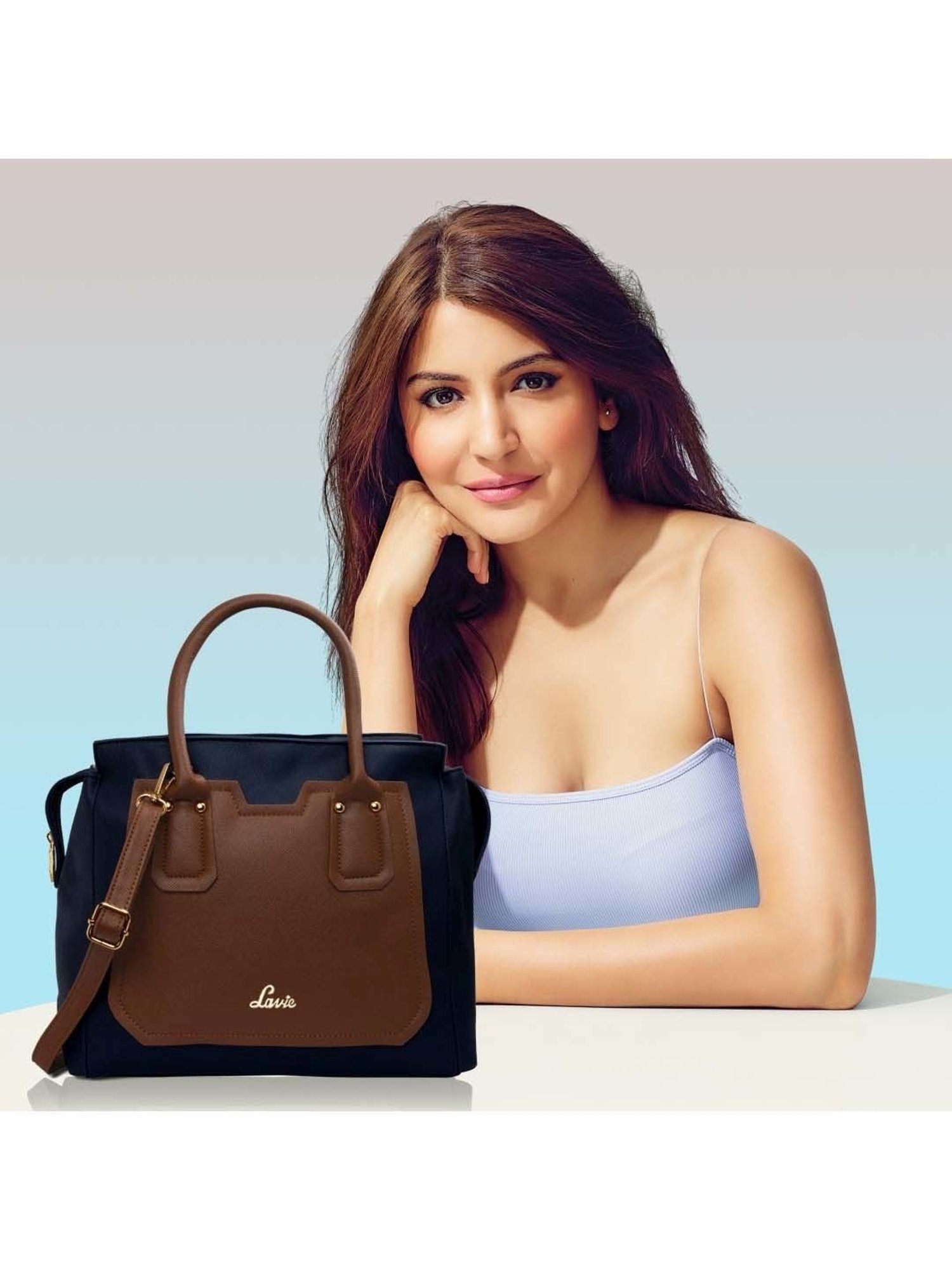 Lavie Navy Solid Large Handbag