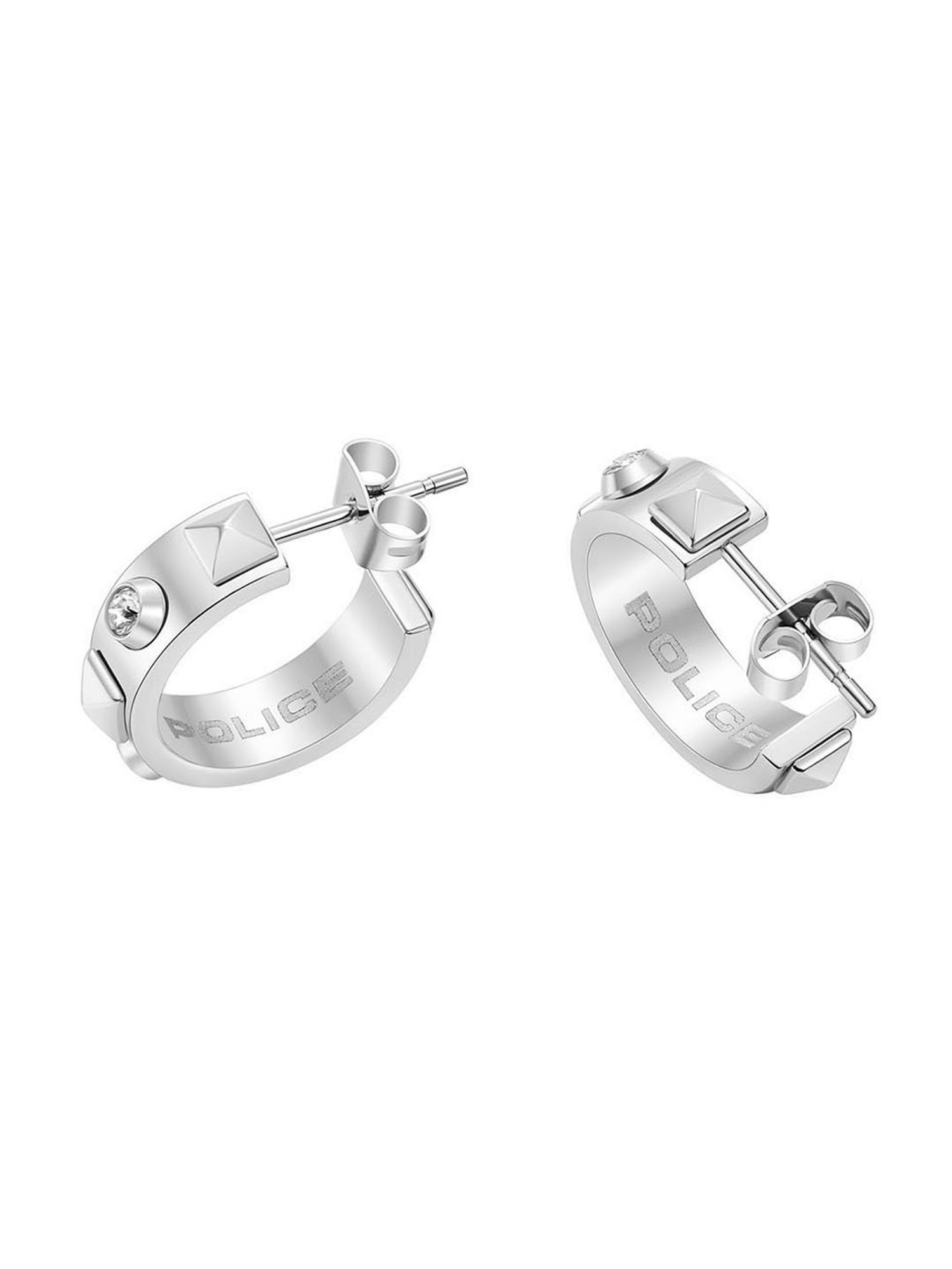 Police Fizzy Silver Hoop Earrings for Women