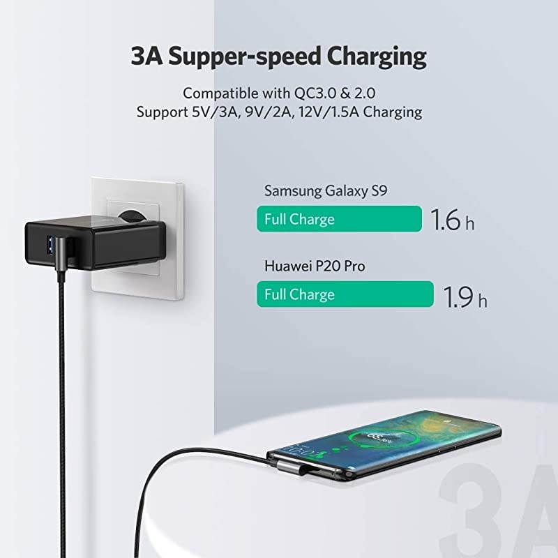 USB C Right Angle Cable 90 Degree Type C Fast Charger Compatible with Samsung Galaxy Note20 S20 S10 S10e S9 S8 Plus PS5 Controller LG G8 G7 V40 V30 Nintendo Switch GoPro Hero 7 8 6ft