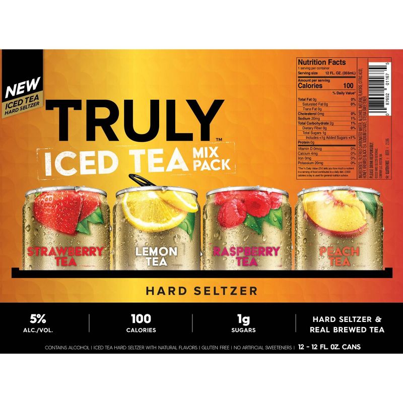 Truly Hard Seltzer Iced Tea Variety Mix Pack - 12pk/12 fl oz Slim Cans