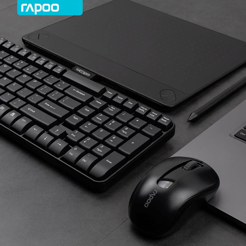 Rapoo KM325  Ergonomic Design, Cool Exterior Ultra-thin, and Slim Waterproof 2.4GHz Wireless Power-saving SilentTyping Keyboard And Mouse Combo For Office And Game - White