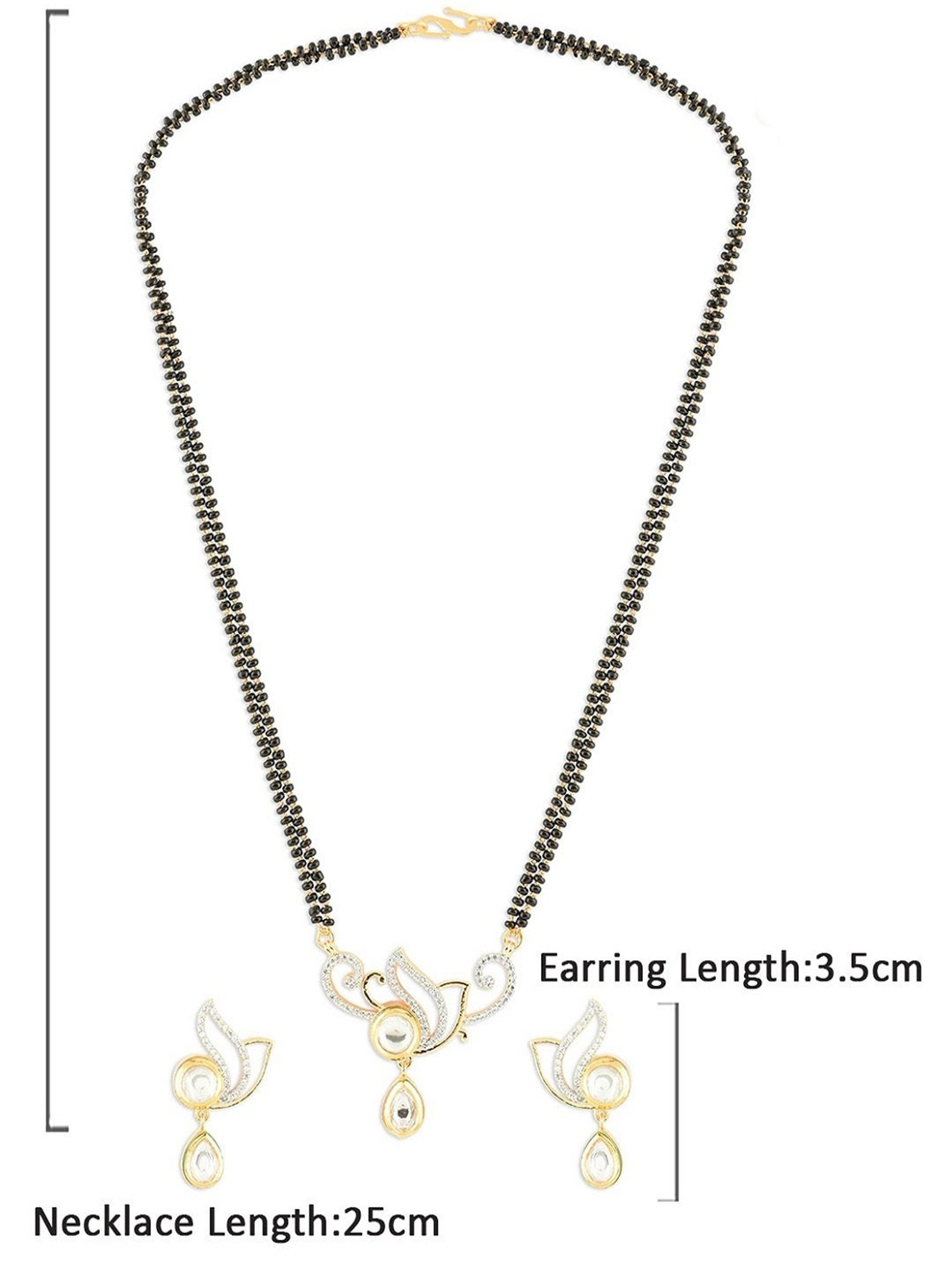 Fida Luxurious Gold-Plated Floral American Diamond Mangalsutra Set for Women