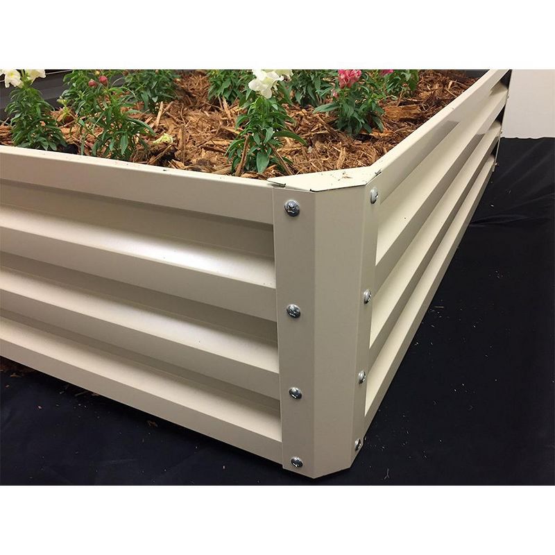 Stratco Raised Galvanized Steel Metal Outdoor Decor Rectangular Garden Bed Veggie Planter Box with 11 Cubic Feet Capacity, 47 x 35 x 12 Inches, Beige