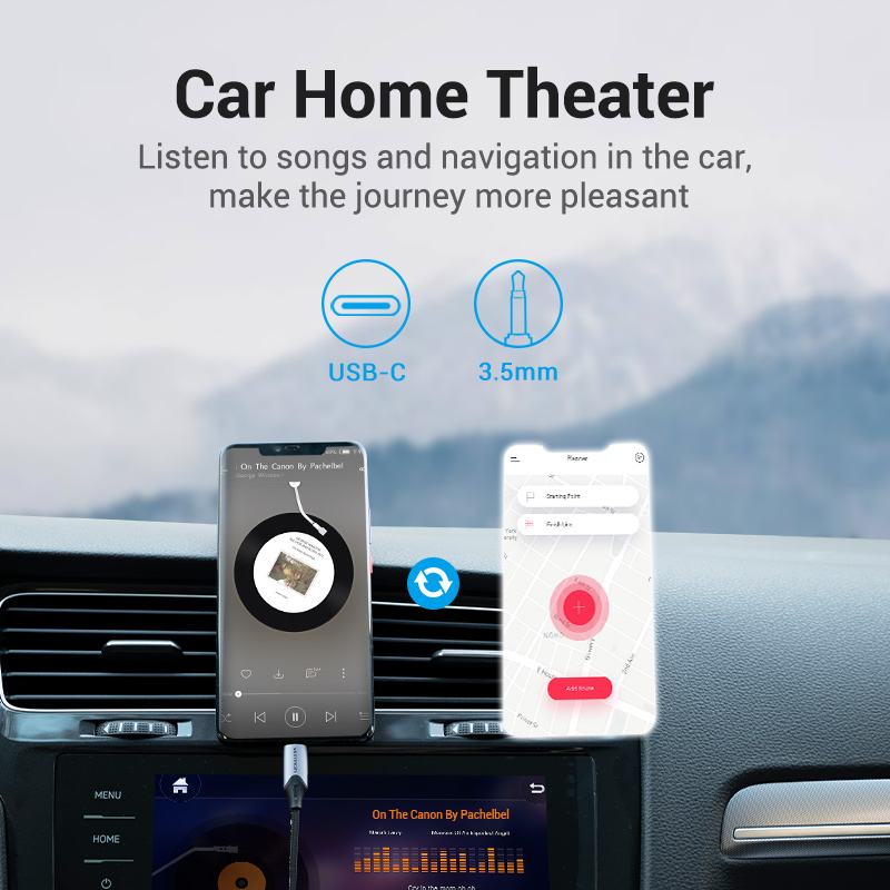 Vention Type C to 3.5mm Audio Cable HIFI Earphone Jack Adapter Braided Jacket USB C Headphone AUX Cable for Huawei