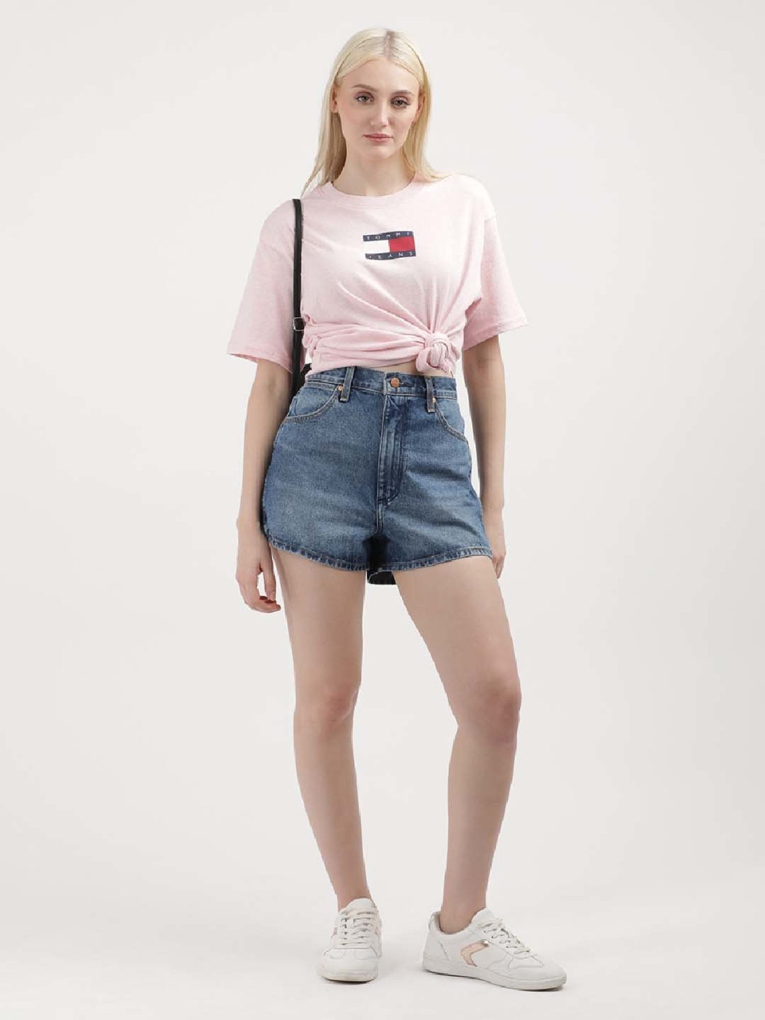 TOMMY HILFIGER Pink Cotton Logo Print T-Shirt