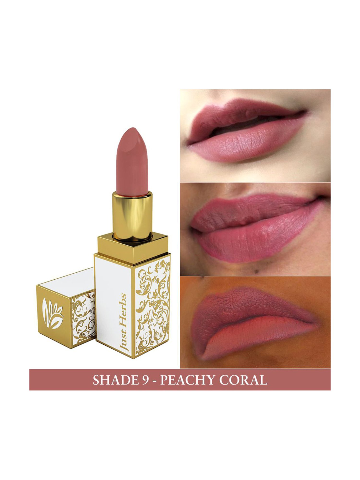 JUST HERBS Ayurvedic Half Size Lipstick 09 Peachy Coral - 1.8 gm
