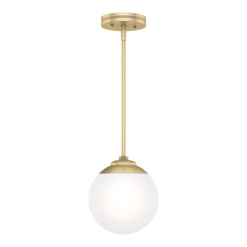 Hunter Fan Company 19018 Hepburn 1 Bulb Mid Century Frosted Globe Style Mini Hanging Pendant Indoor Light Fixture with Modern Gold Finish